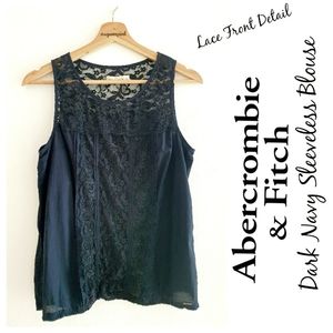 💥Abercrombie & Fitch Navy Sleeveless Lace Top
